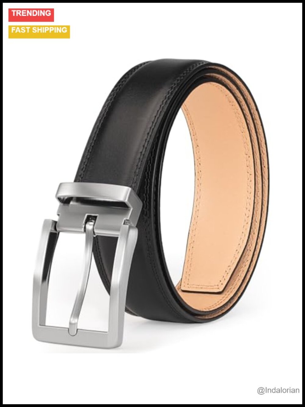 Mens Full-Grain Leather Dress Belt 1 3/8 Single Prong Buckle